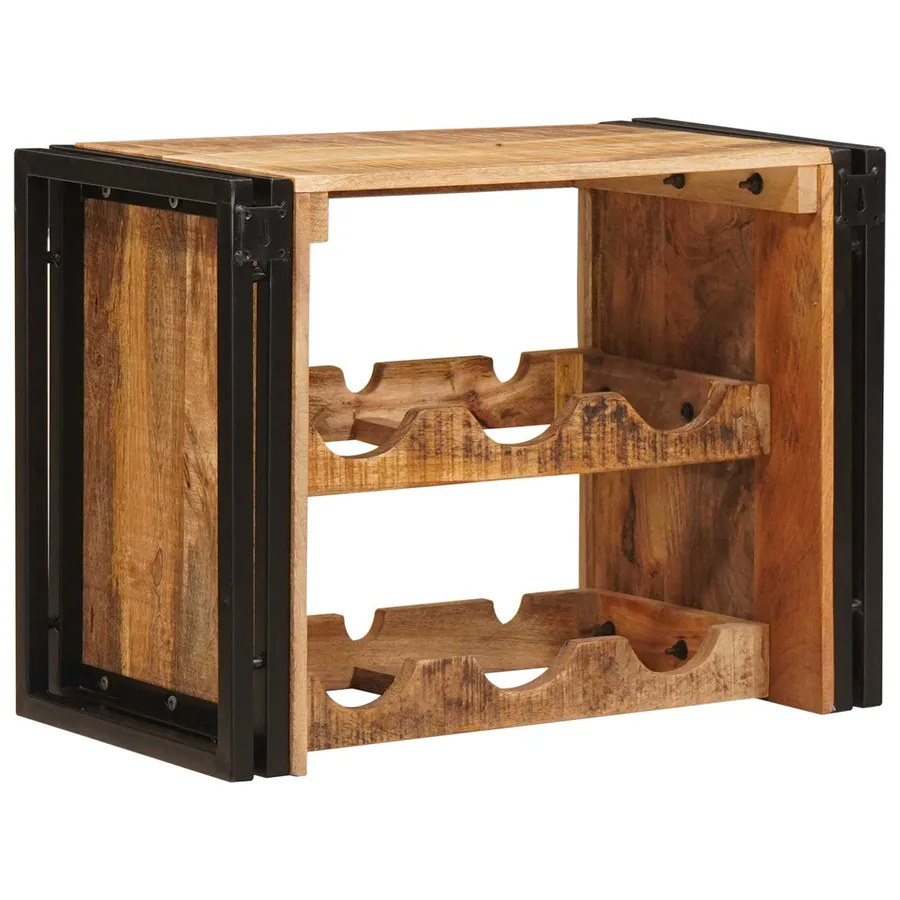 Étagère à vin Marron 60 x 45 x 33 cm Bois de mangue brut solide - 6