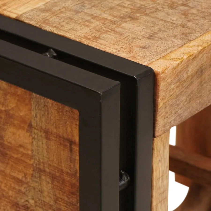 Étagère à vin Marron 60 x 45 x 33 cm Bois de mangue brut solide - 7