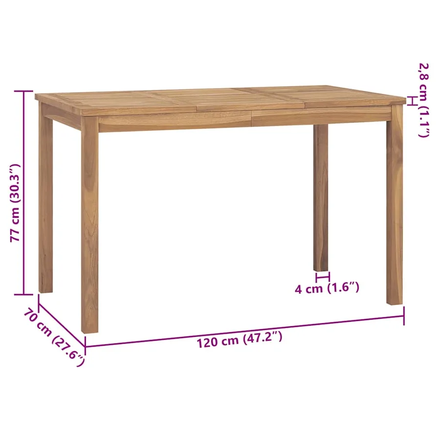 Table à dîner de jardin 120x70x77 cm Bois de teck solide - 7