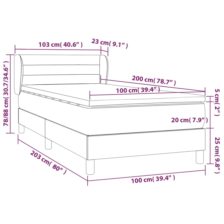 Sommier à lattes de lit avec matelas Marron foncé 100x200 cm - 7