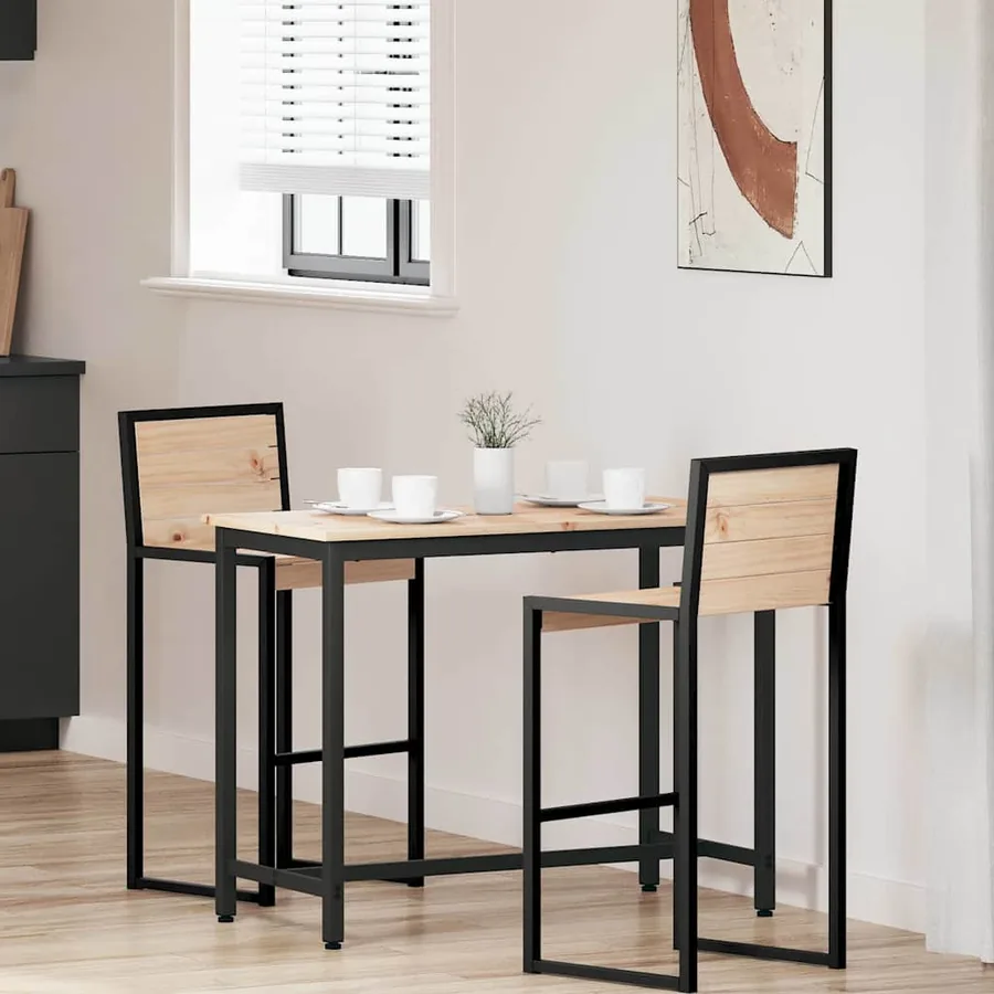 table Naturel 100 x 50 x 77 cm Bois d'ingénierie et acier