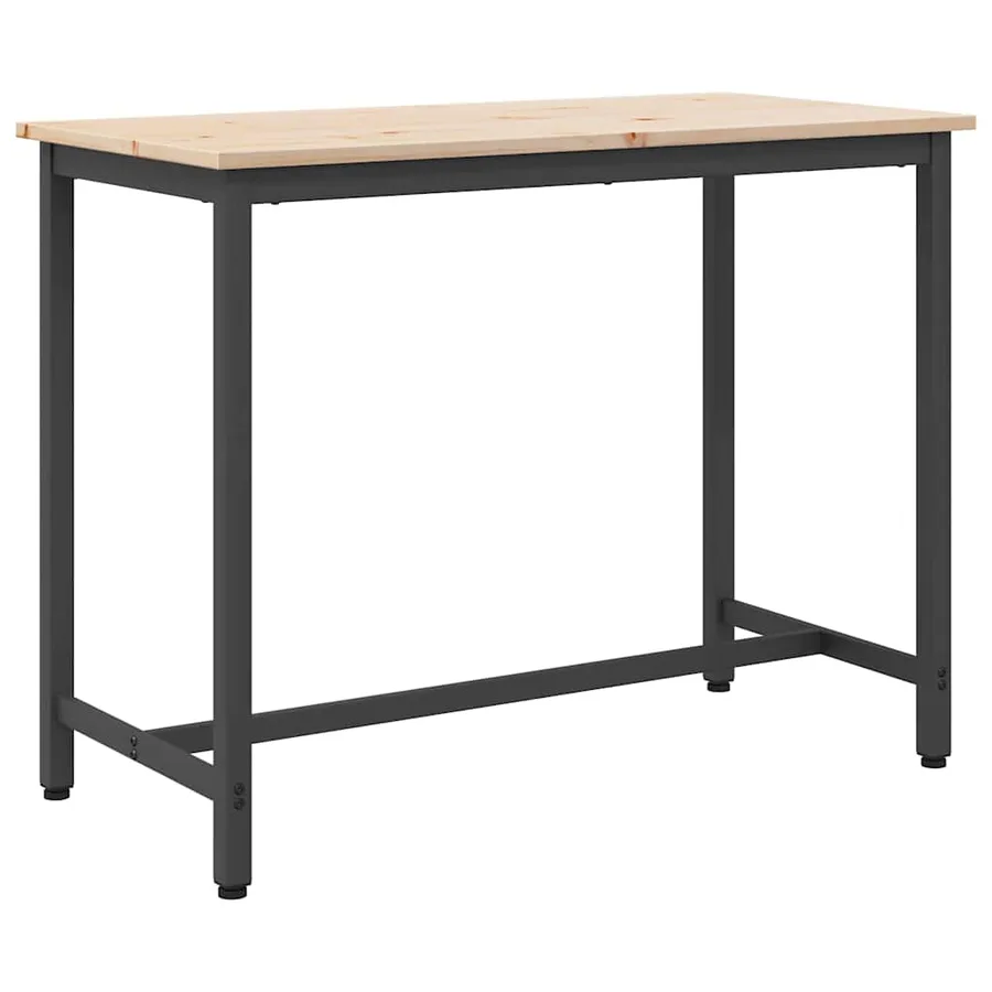 table Naturel 100 x 50 x 77 cm Bois d'ingénierie et acier - 2