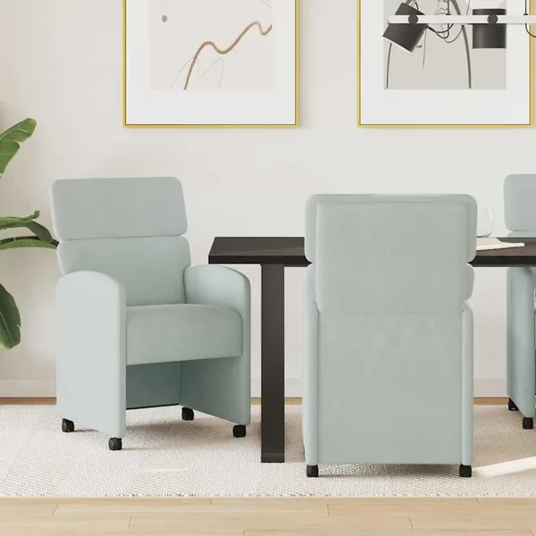 Chaises de Salle à Manger avec Roues 2 pcs Gris clair Velours