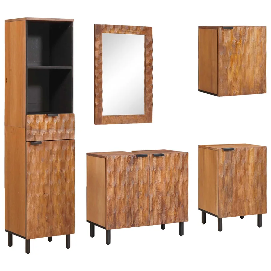 Ensembles de salle de bain 5 pcs Acacia Marron Winish - 2