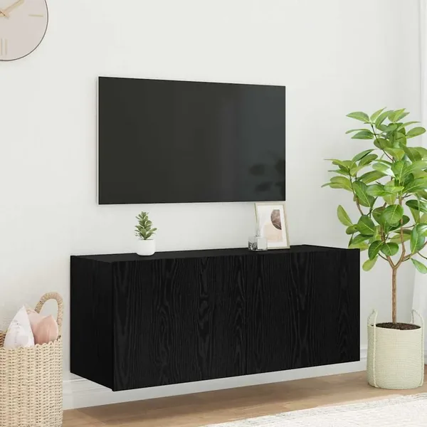 Meuble TV mural Chêne noir 100 x 35 x 41 cm Bois d'ingénierie
