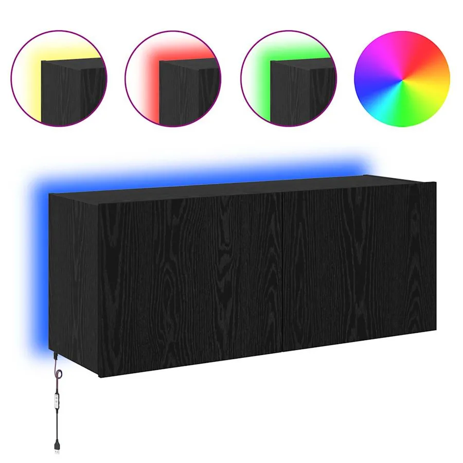 Meuble TV mural Chêne noir 100 x 35 x 41 cm Bois d'ingénierie - 4