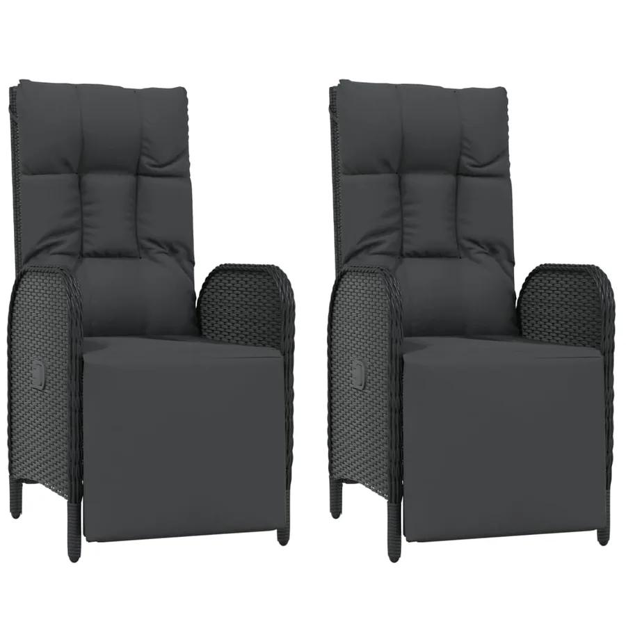 Ensemble à manger jardin 9pcs et coussins noir résine tressée - 5
