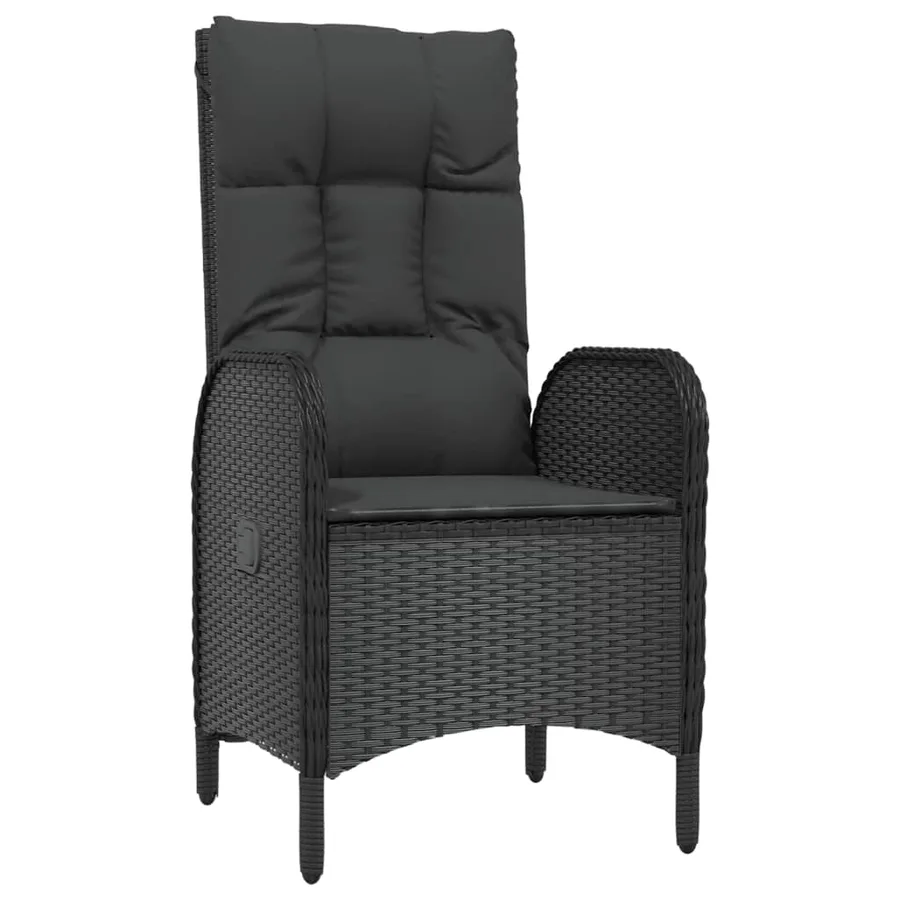 Ensemble à manger jardin 9pcs et coussins noir résine tressée - 7