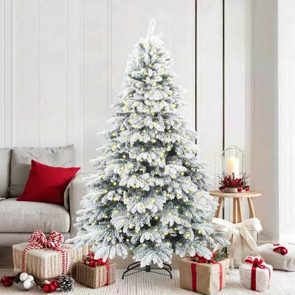Sapin de Noël artificiel avec 300 LED Blanc 180 cm PE et PVC