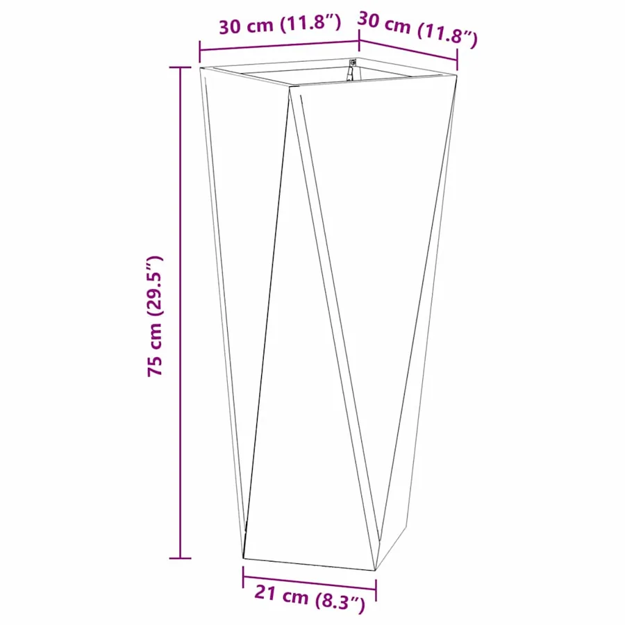 Jardinière 2 pc Argent 30 x 30 x 75 cm Acier inoxydable - 12