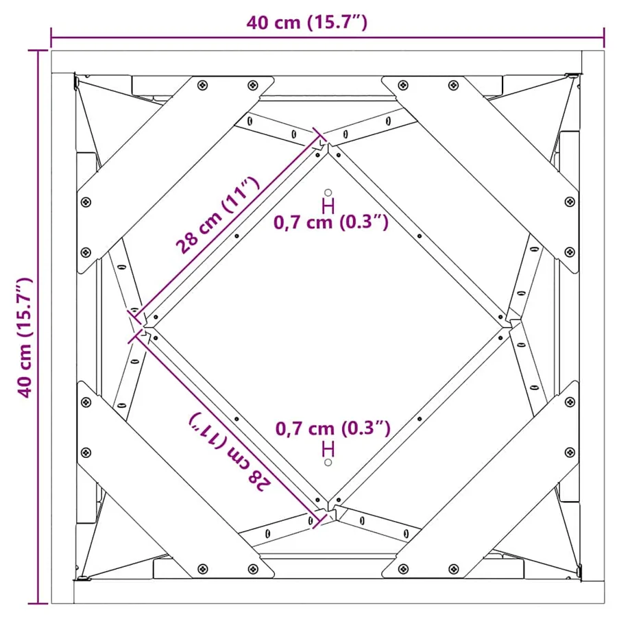 Jardinière 2 pc Argent 40 x 40 x 75 cm Acier inoxydable - 13