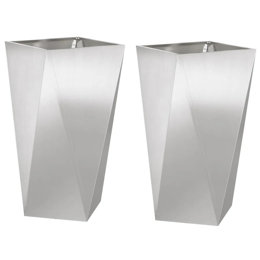 Jardinière 2 pc Argent 40 x 40 x 75 cm Acier inoxydable - 2
