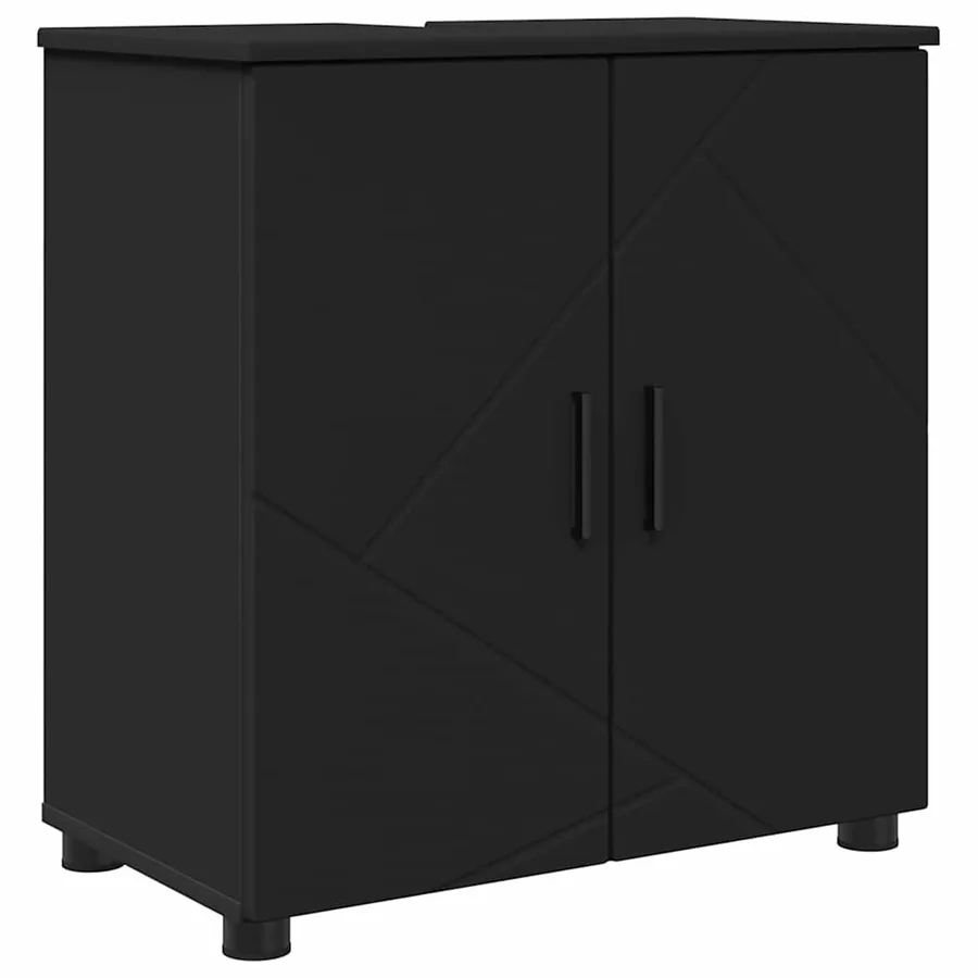 Ensemble de mobilier de salle de bain Montage mural 2 pcs Noir - 5