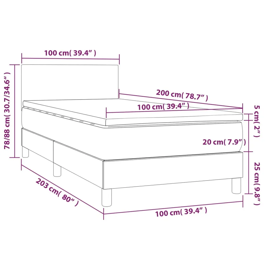 Sommier à lattes de lit avec matelas Marron foncé 100x200 cm - 7