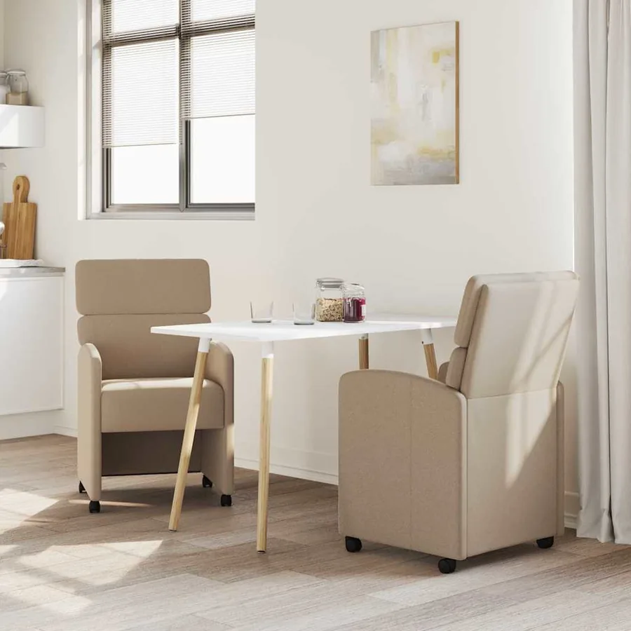 Chaises de Salle à Manger avec Roues 2 pcs Cappuccino - 3