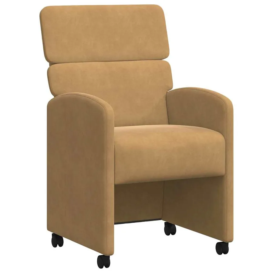 Chaises de Salle à Manger avec Roues 2 pcs Marron Velours - 2