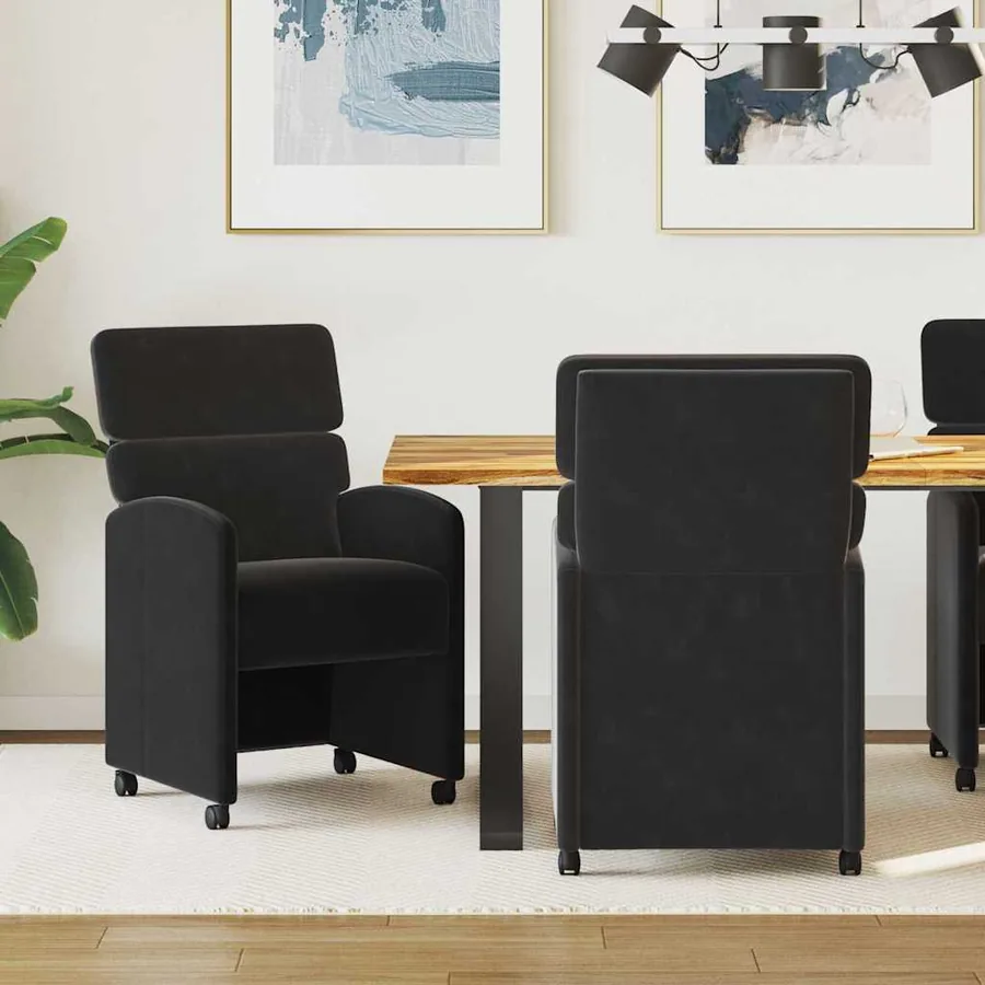 Chaises de Salle à Manger avec Roues 2 pcs Noir 58 x 65 x 98 cm