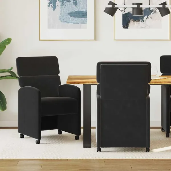 Chaises de Salle à Manger avec Roues 2 pcs Noir 58 x 65 x 98 cm