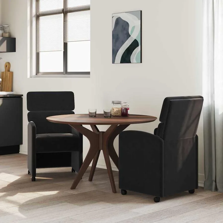 Chaises de Salle à Manger avec Roues 2 pcs Noir 58 x 65 x 98 cm - 3