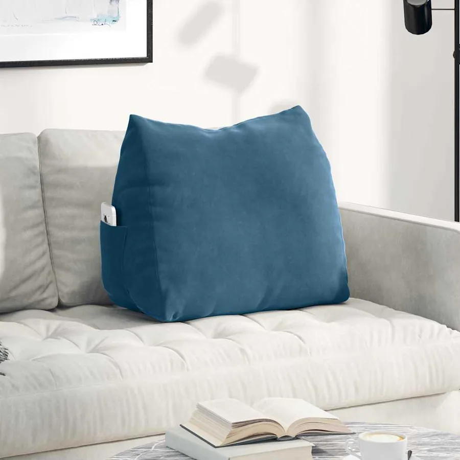 Coussin de Dos Bleu 60 x 20 x 50 cm Tissu en velours côtelé