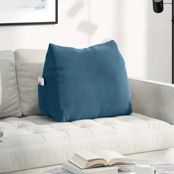Coussin de Dos Bleu 60 x 20 x 50 cm Tissu en velours côtelé