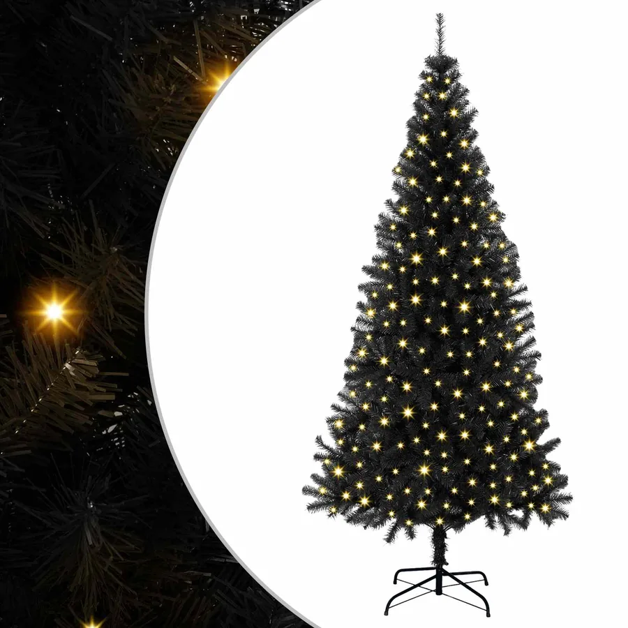 Sapin de Noël avec 300 LED avec support Noir 180 cm PVC - 2
