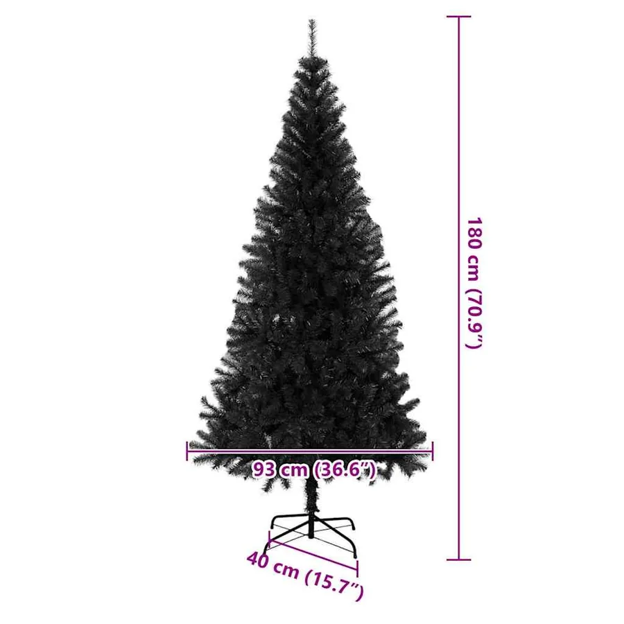 Sapin de Noël avec 300 LED avec support Noir 180 cm PVC - 9