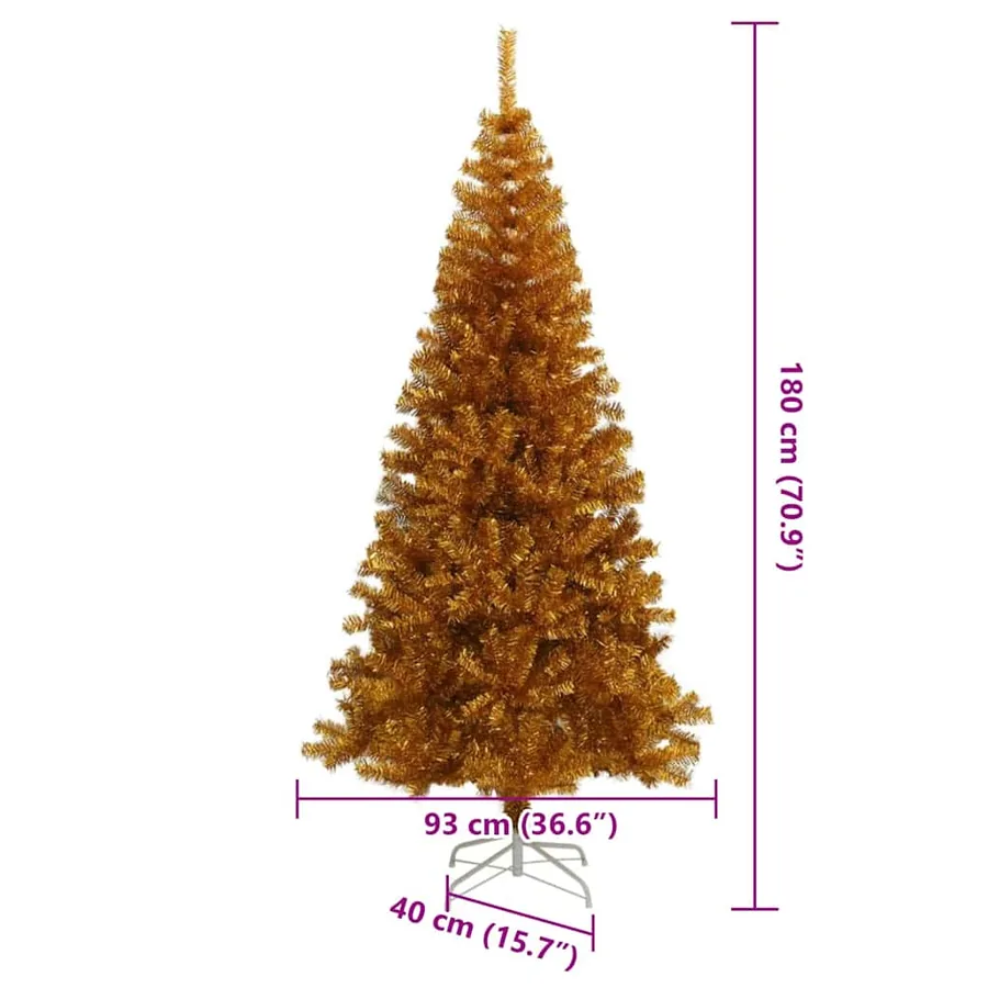 Sapin de Noël avec 300 LED avec support Doré 180 cm PET - 8