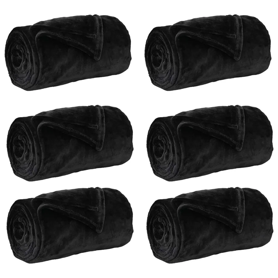 Couvertures à jeter 6 pcs Noir 150 x 200 cm Toison - 2