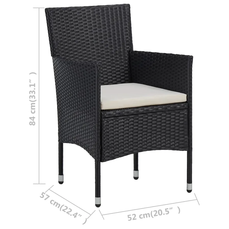 Chaises de jardin lot de 2 Résine tressée Noir - 8