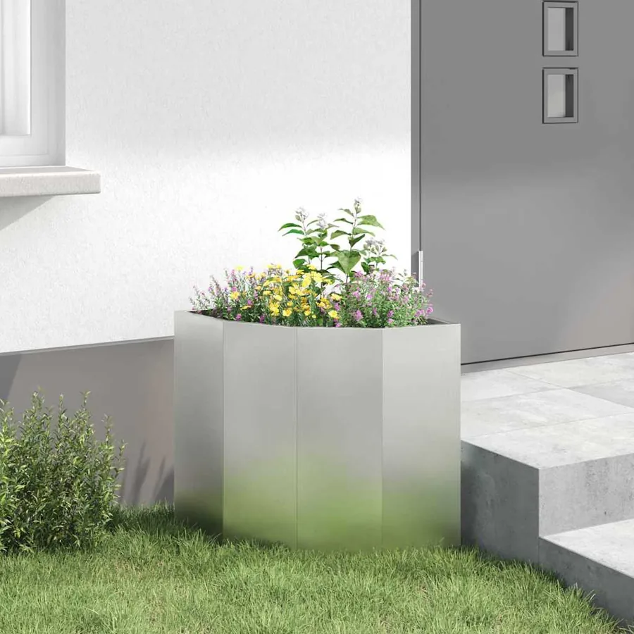 Jardinière d'Angle Argent 45 x 45 x 50 cm Acier inoxydable - 4