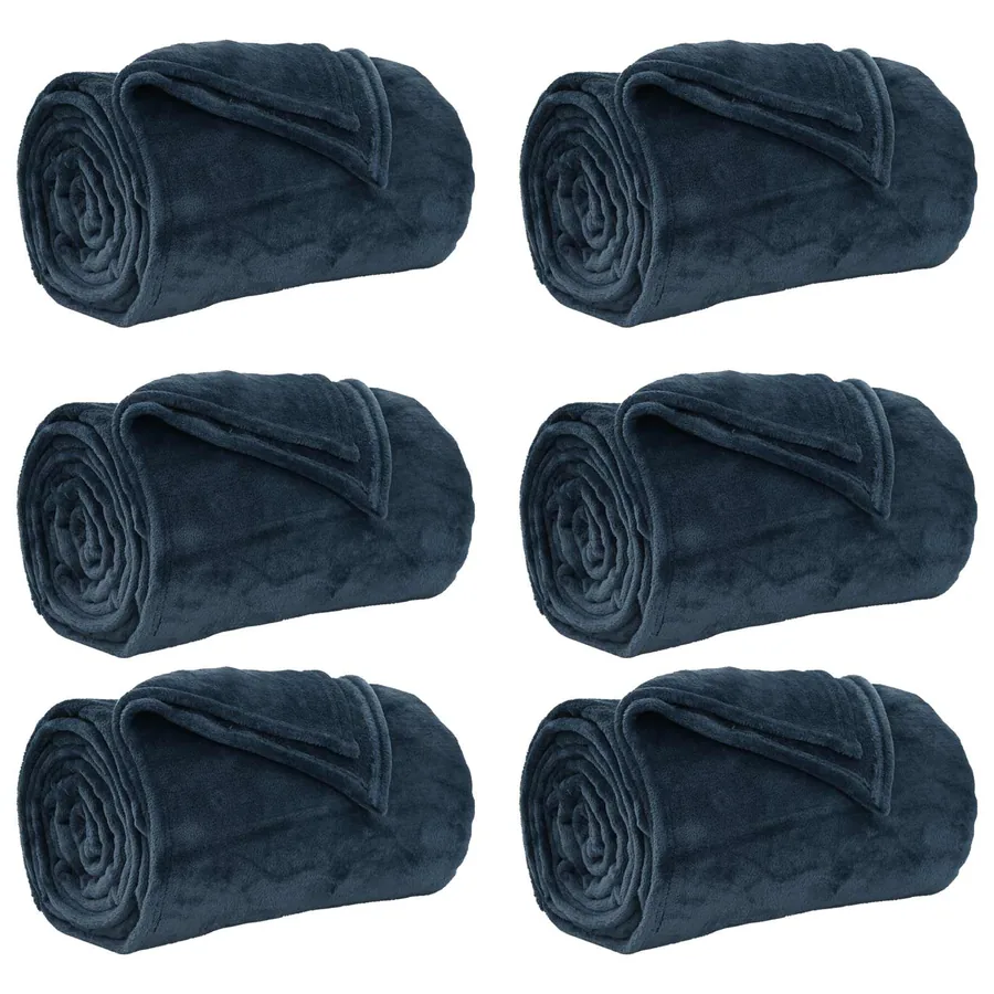 Couvertures à jeter 6 pcs Bleu marine 150 x 200 cm Toison - 2