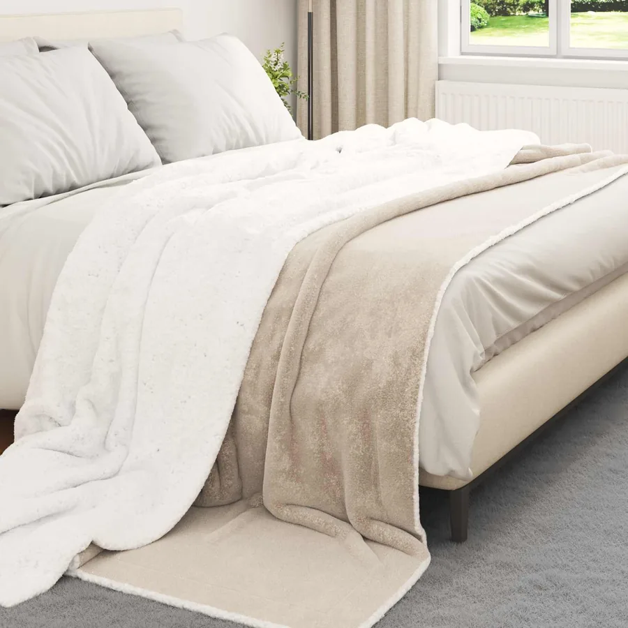 Jeté Beige 240 x 270 cm Toison - 3