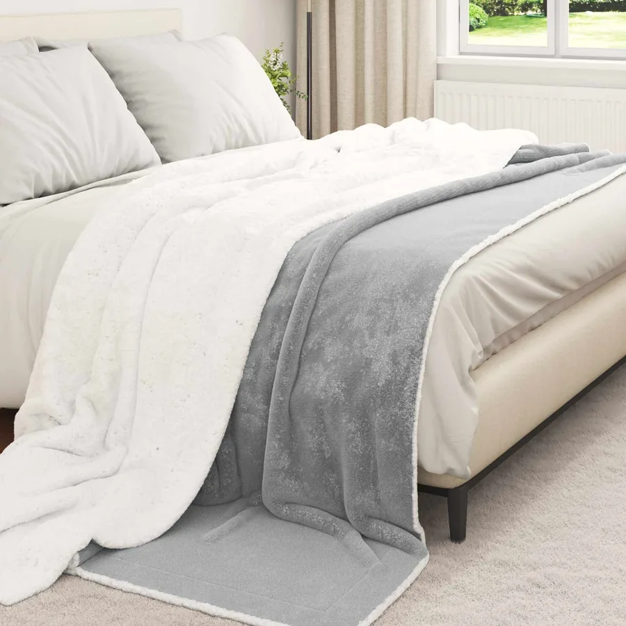 Jeté Gris 240 x 270 cm Toison - 3