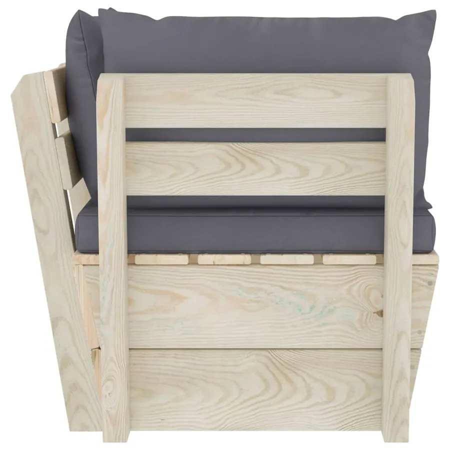 Canapé d'angle palette de jardin avec coussins Épicéa imprégné - 4