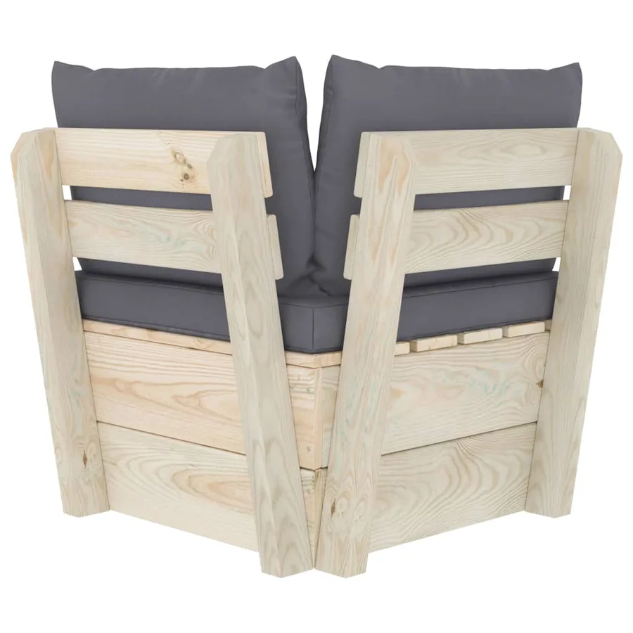 Canapé d'angle palette de jardin avec coussins Épicéa imprégné - 5
