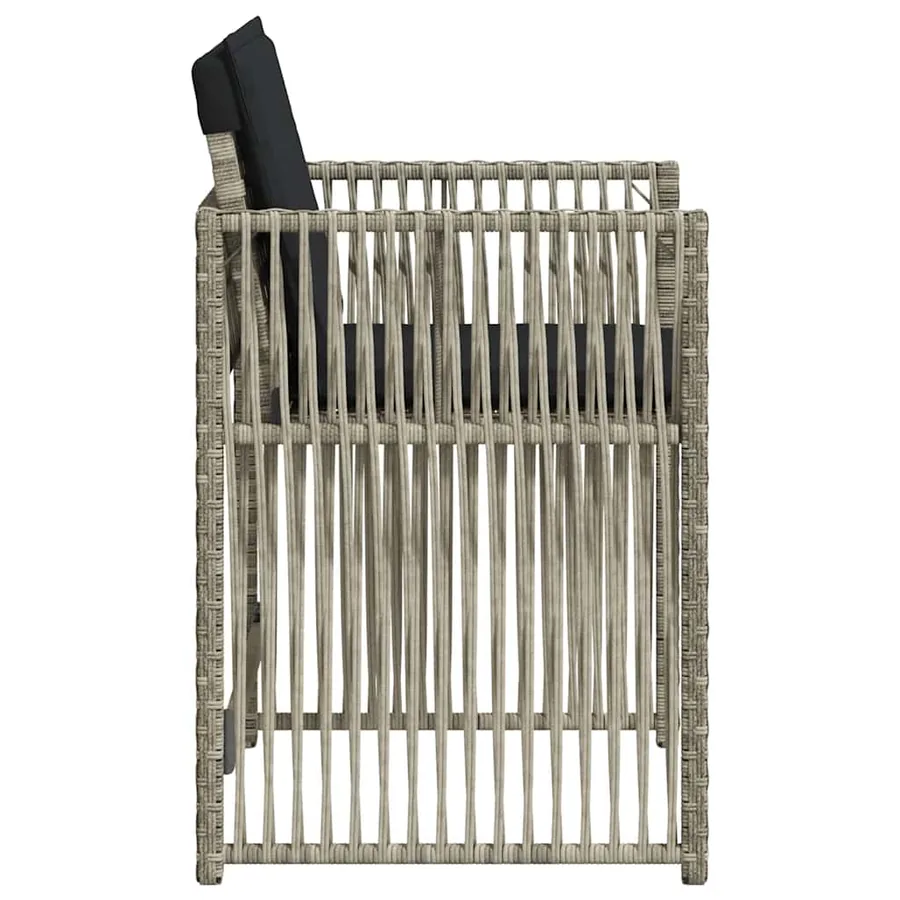 Chaises de jardin avec coussins lot de 4 gris clair poly rotin - 6