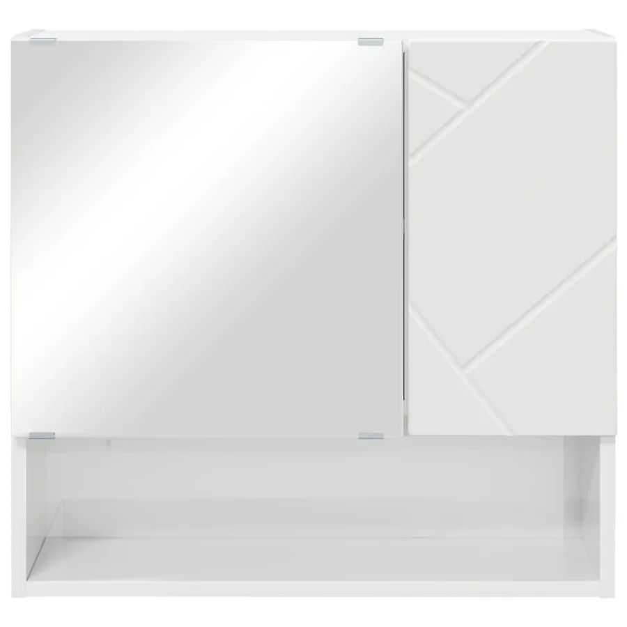 Armoire Miroir Blanc brillant 59 x 17 x 55 cm Bois d'ingénierie - 6