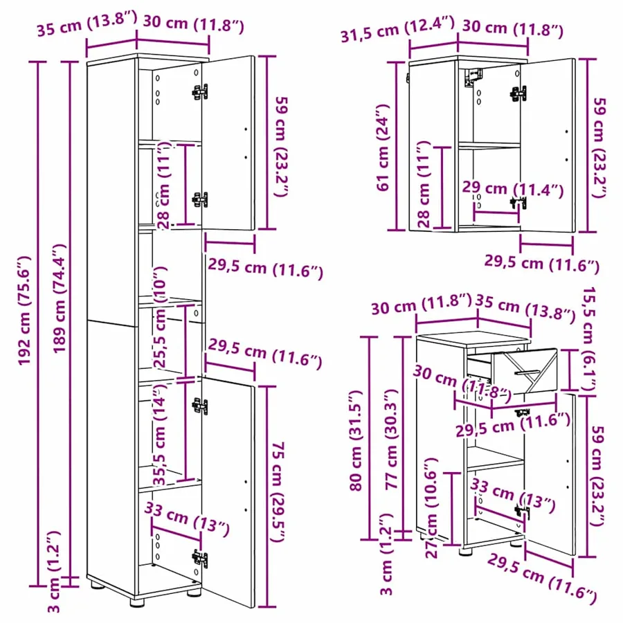 Ensemble de mobilier de salle de bain 5 pcs Blanc brillant - 19