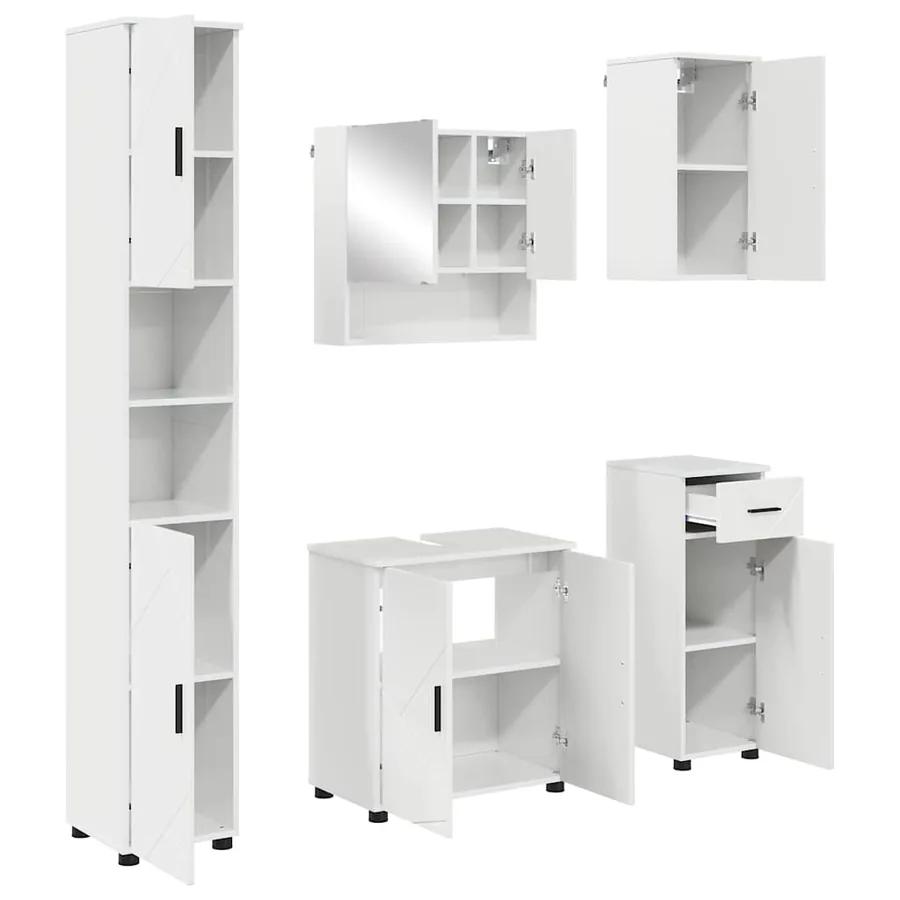 Ensemble de mobilier de salle de bain 5 pcs Blanc brillant - 2