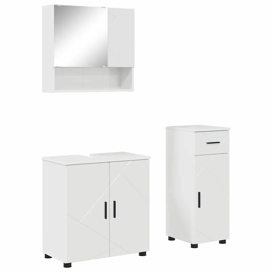 Ensemble de mobilier de salle de bain 3 pcs Blanc brillant - 2