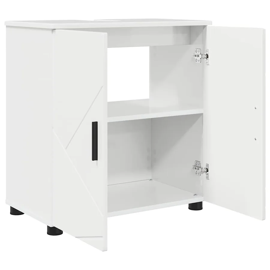 Ensemble de mobilier de salle de bain 3 pcs Blanc brillant - 5