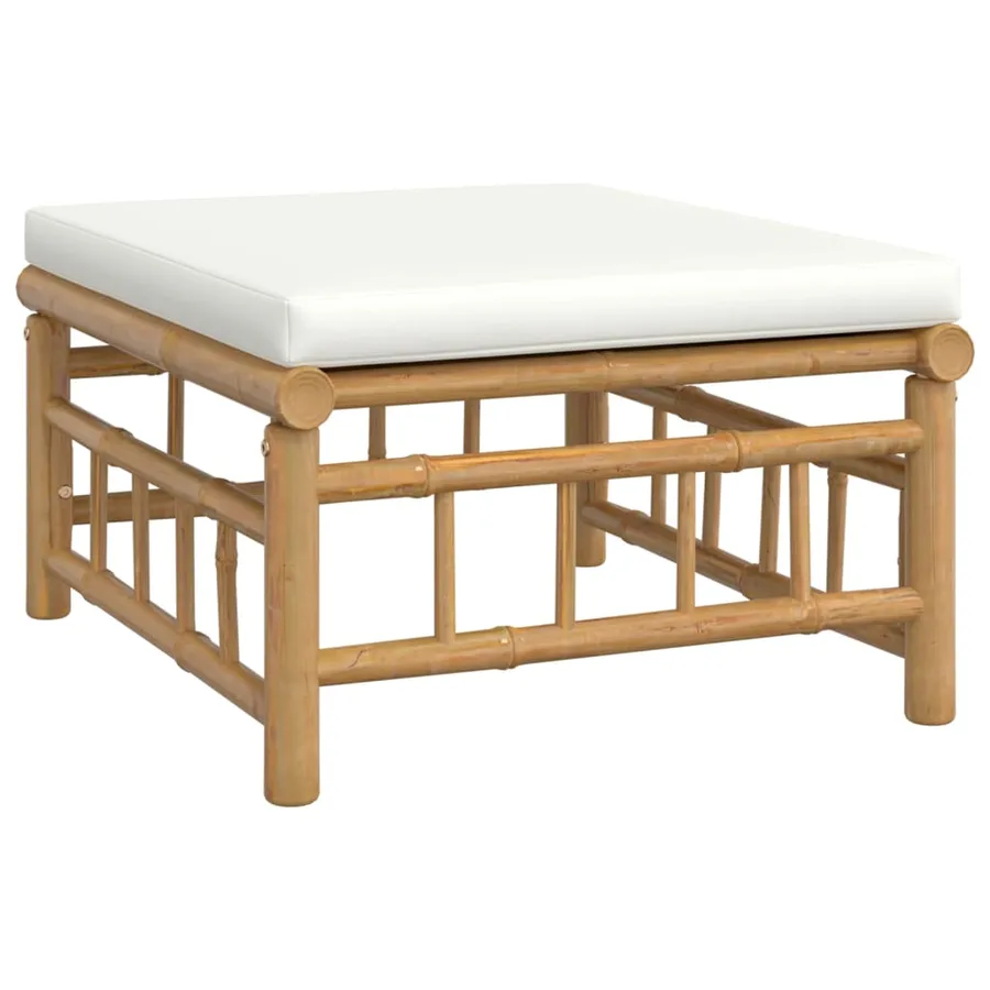 Salon de jardin 10 pcs avec coussins blanc crème bambou - 6