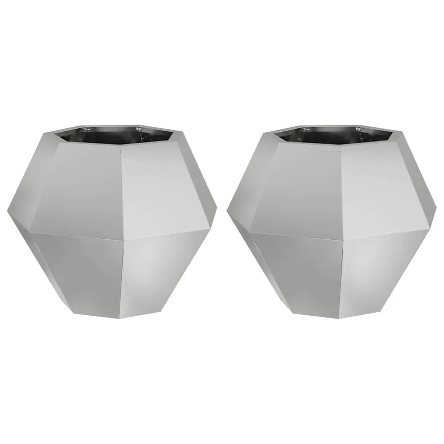 Jardinière 2 pc Argent 50 x 50 x 40 cm Acier galvanisé - 2