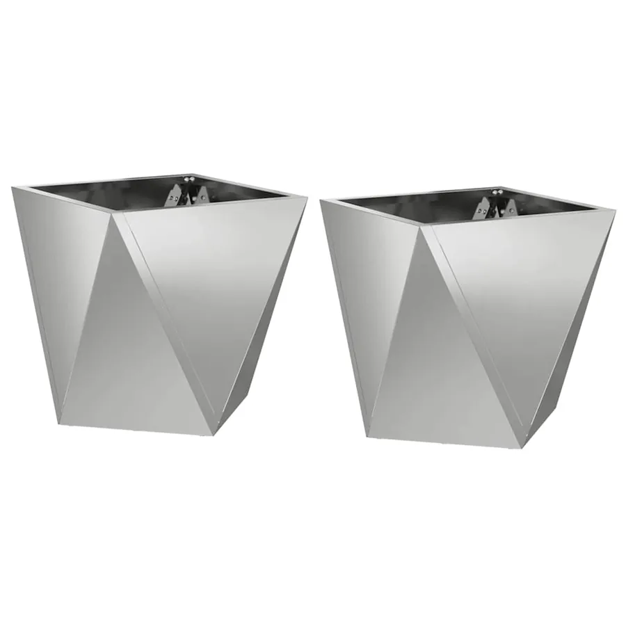 Jardinière 2 pc Argent 30 x 30 x 30 cm Acier galvanisé - 2
