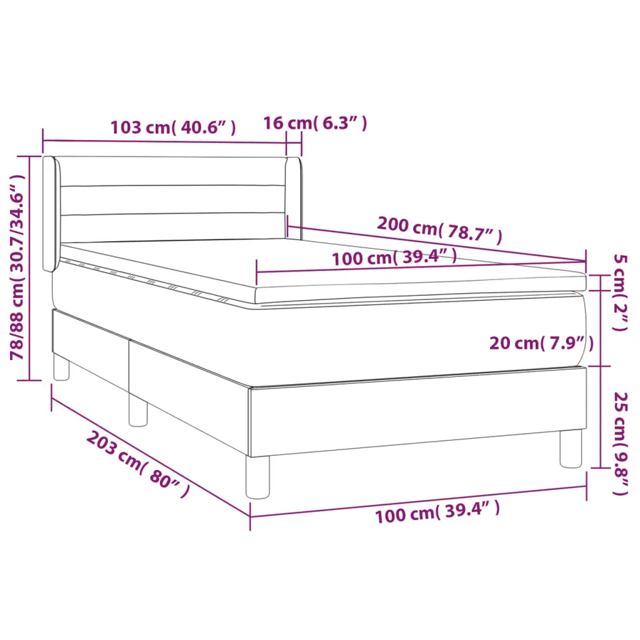 Sommier à lattes de lit avec matelas Marron foncé 100x200 cm - 7