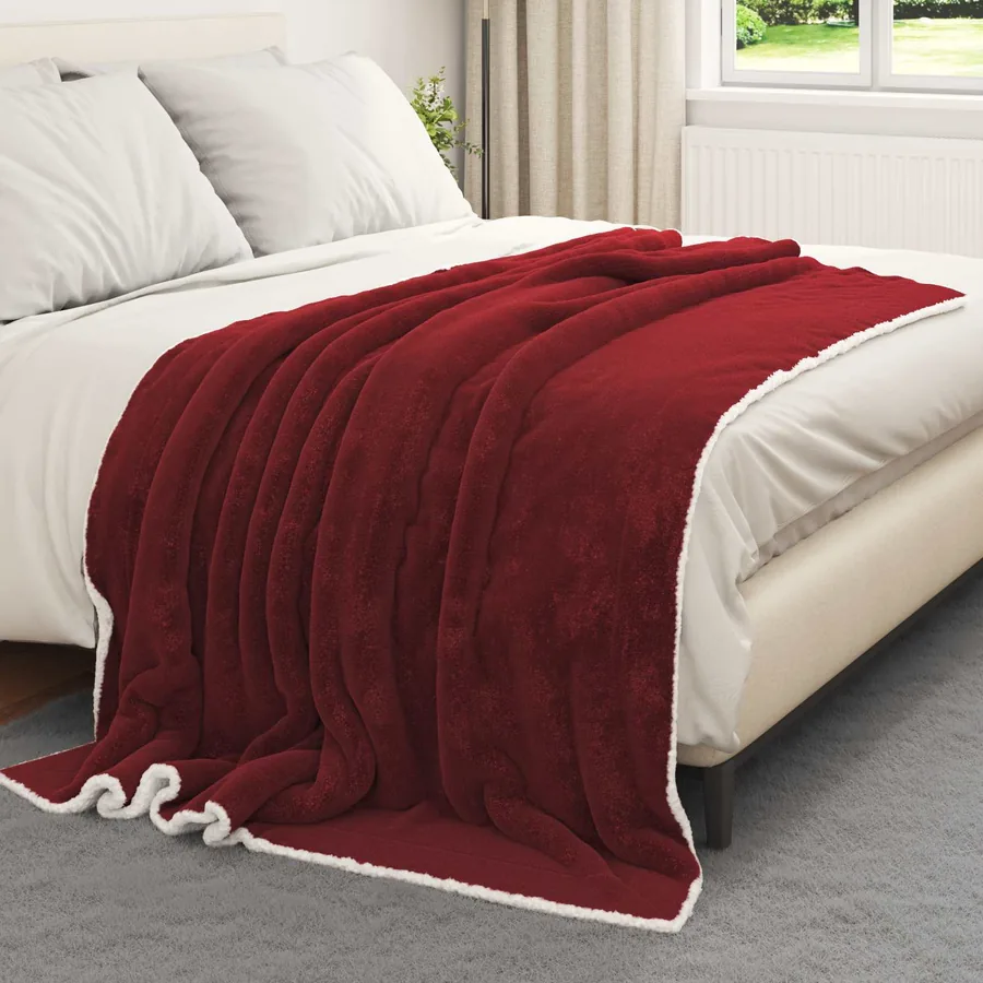 Jeté Rouge Bordeaux 150 x 200 cm Toison - 3