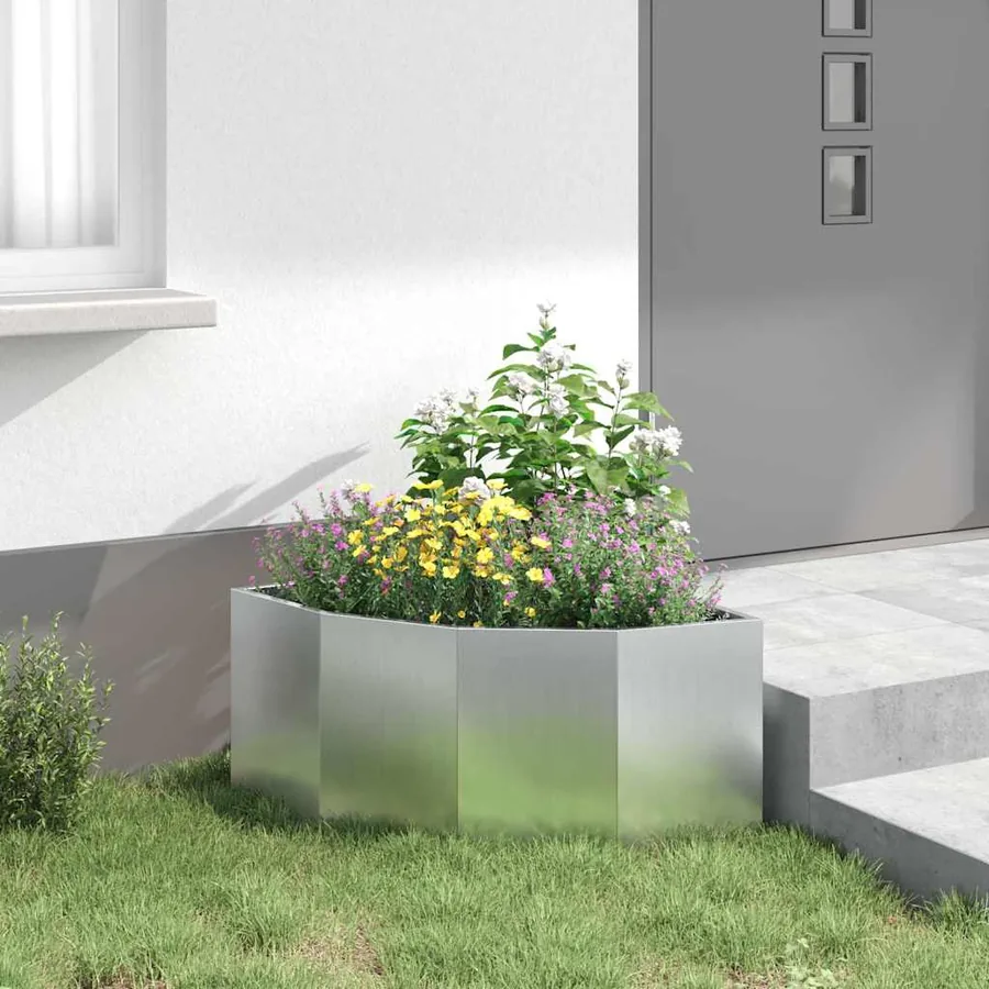 Jardinière d'Angle Argent 60 x 60 x 35 cm Acier galvanisé - 4