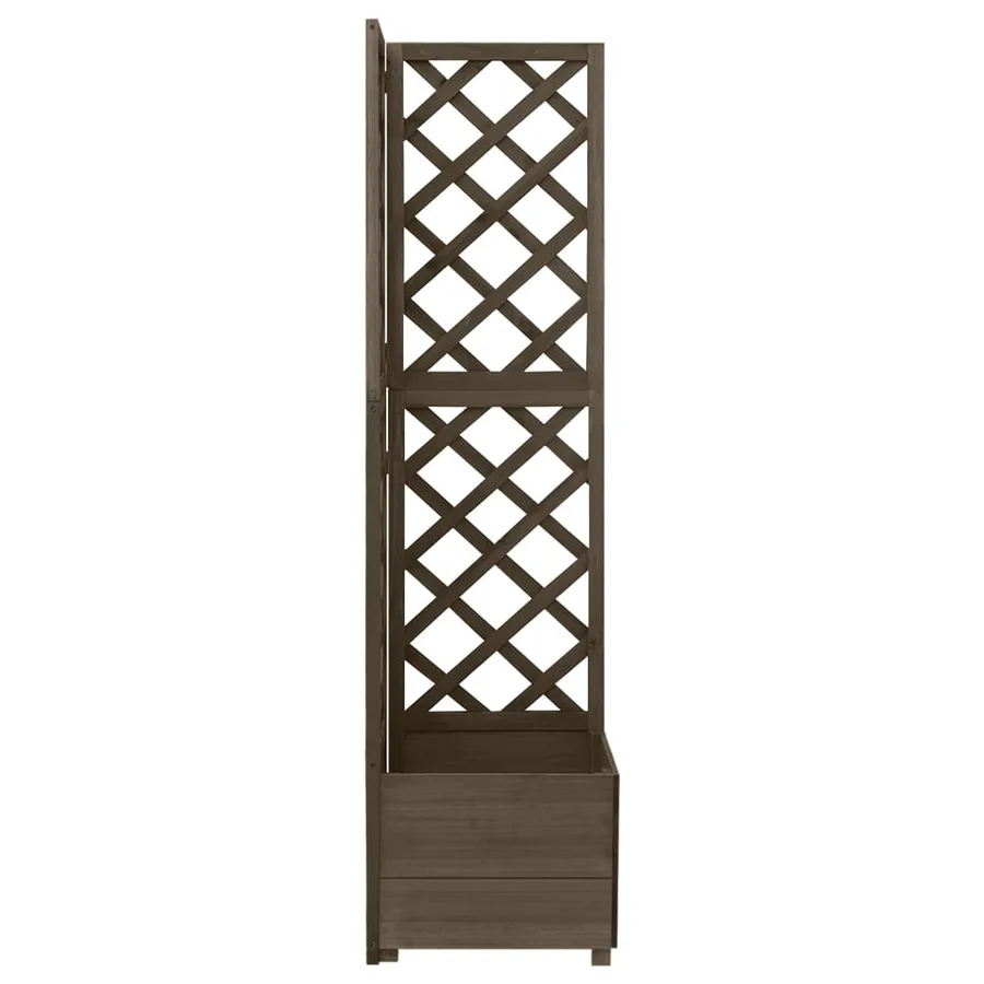 Jardinière d'angle en treillis Gris 40x40x150 cm Bois de sapin - 2