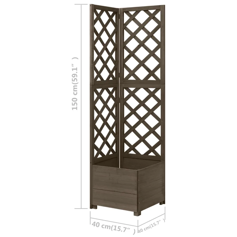 Jardinière d'angle en treillis Gris 40x40x150 cm Bois de sapin - 6